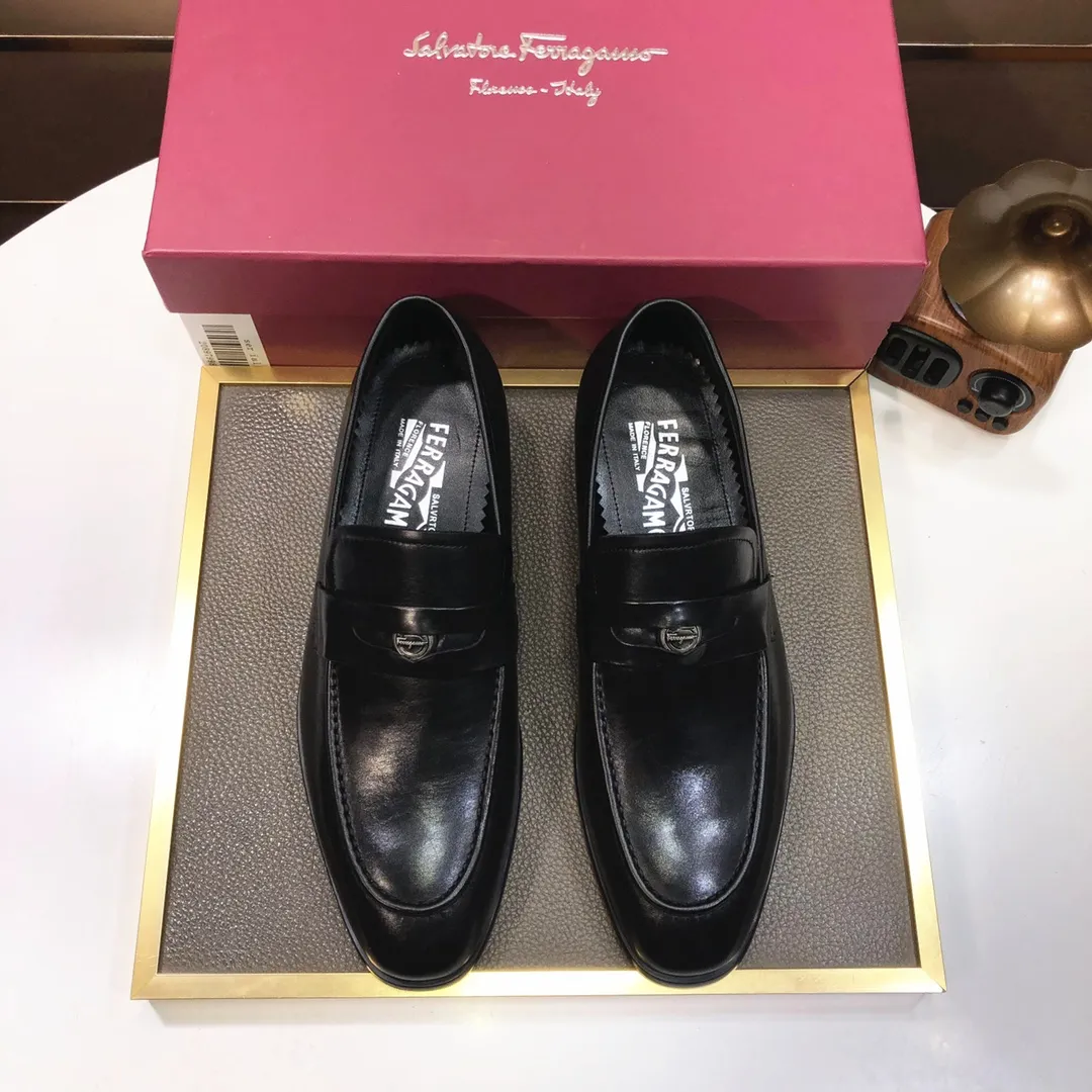 Men's shoes 💰500💰 [Ferragamo/Ferragamo] The latest model in the counter. Original imported high-quality cowhide with open sides + imported 🐂 water-dyed cowhide lining + original luxury metal buckle + original combination outsole. Comparison without pressure 38--45 (45 is custom-made and cannot be returned or exchanged)
